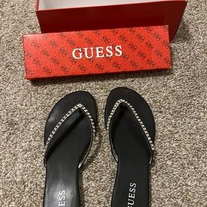 GUESS black rhinestone sandals